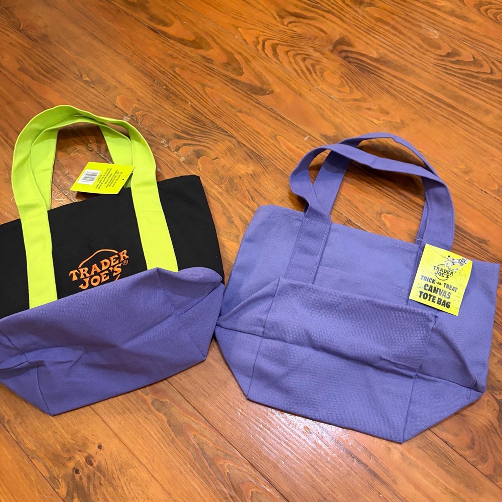 Trader Joe's NWT‎ Mini Canvas Tote Bags Set Halloween 2 - Picture 6 of 7